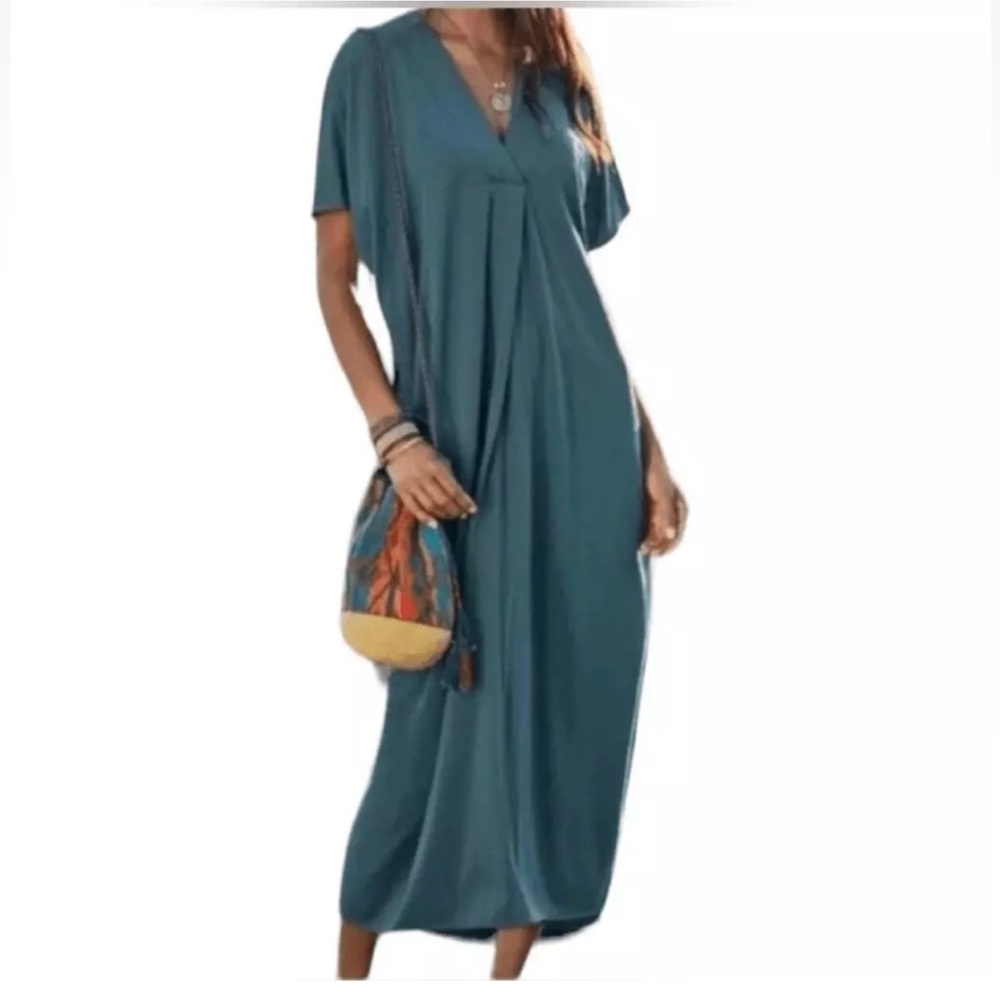 Peruvian Connection Elegant and comfortable Teal Maxi Dress